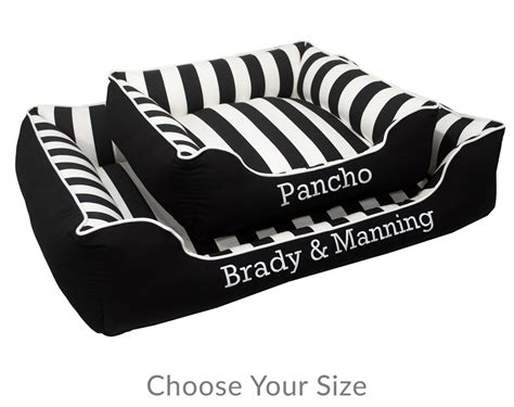 Black & White Stripe Dog Bed With Embroidery Stripe Bold - Etsy