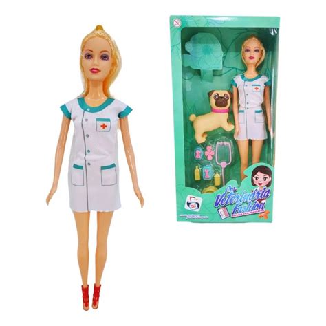 Boneca Veterinária - Boneca Veterinária com Pet e Acessórios Modelo 2 - Pica Pau - nivalmix