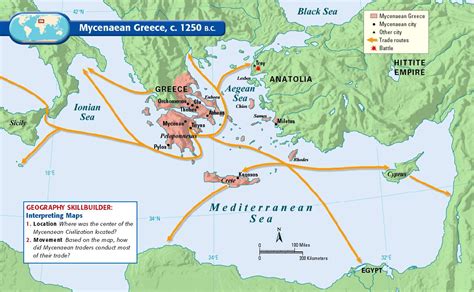 Mycenaean Trade Routes C 1250 Bc Mycenae Mycenaean Map