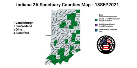 New Indiana Second Amendment Sanctuary State Map Update 18SEP2021 ...