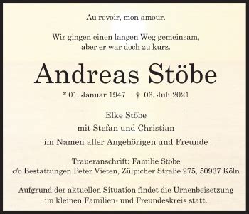 Traueranzeigen von Andreas Stöbe WirTrauern