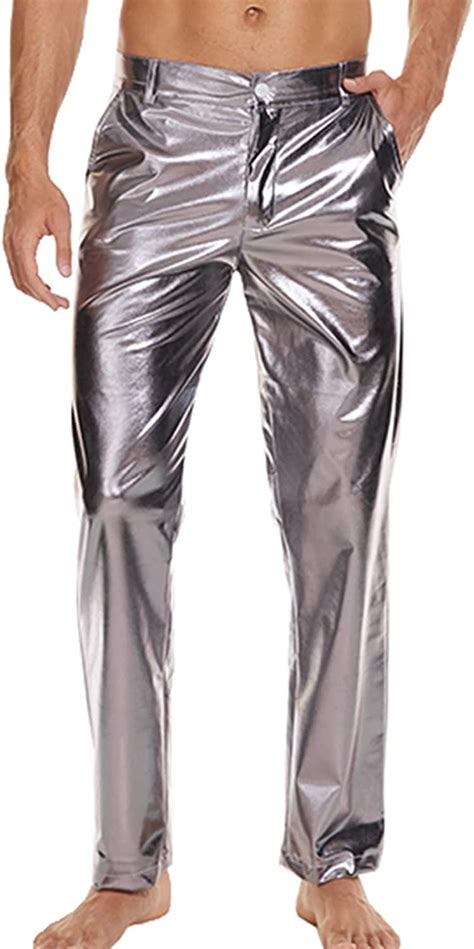 Metallic Shiny Disco Pants For Men S S Party Rave Pants Cosplay