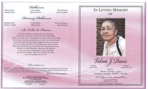 Velma J Davis Obituary AA Rayner And Sons Funeral Homes