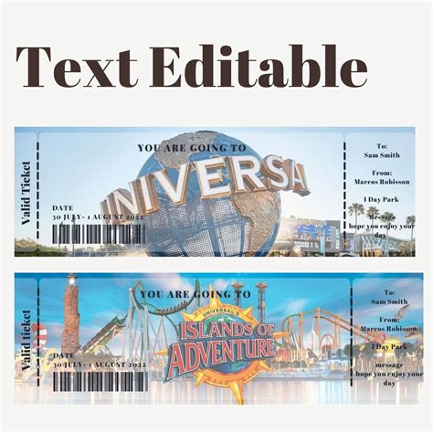 Printable and Editable Universal Studios Surprise Ticket - Etsy