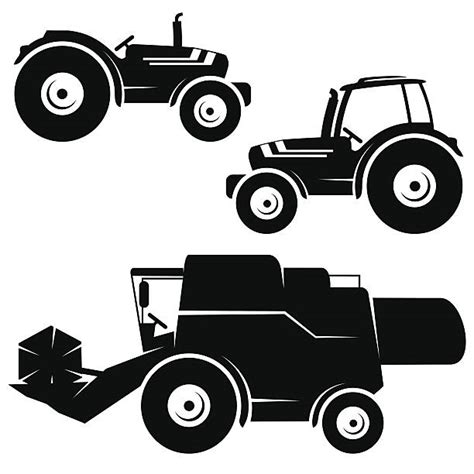 Silhouette Of Combine Harvester Illustrations Royalty Free Vector