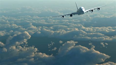 Camera Chasing A Commercial Airplane Flying Above The Clouds Stock Footage Video 2166533 ...