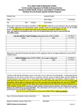 Fillable Online NCCARES USER ID REQUEST FORM Fax Email Print PdfFiller