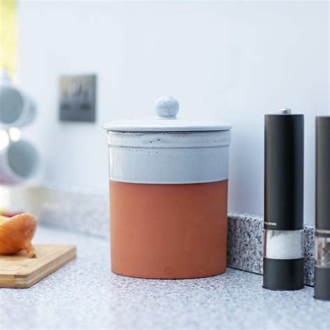 Ceramic Compost Caddy - Stylish Food Caddy - Terracotta Food Waste ...