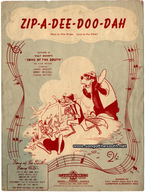 Song Of The South Memorabilia Zip A Dee Doo Dah C1946