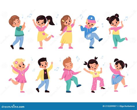 Kids Dancing Children Characters Dance And Sing Little Happy Girls