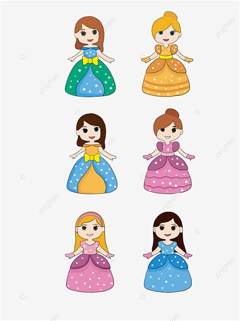 Fairy Tale Set Beautiful Princesses Cartoon Stock Vector Royalty Free