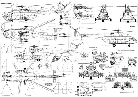 Mil Mi-8 Blueprint - Download free blueprint for 3D modeling