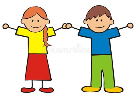 Girl and Boy, Two Little Children, Vector Illustration Stock Vector ...