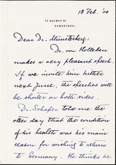 Eliot Charles William Autograph Letter Signed To Hugo