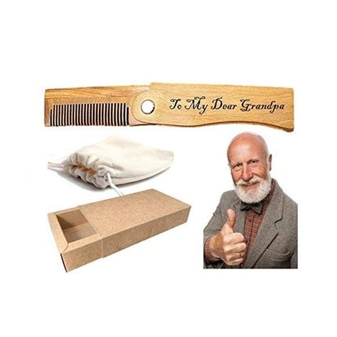 Peigne en bois pliant personnalisé de barbe de moustache de poche g