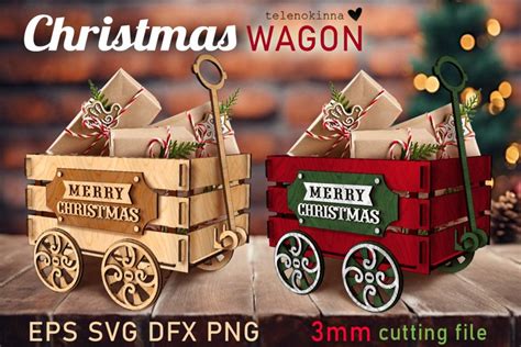 Christmas Wagon Svg For Laser And Cutting