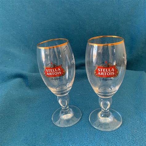 Stella Artois Other Stella Artois Gold Rimmed Chalice 33 Cl Stemmed Beer Goblet Glasses Set