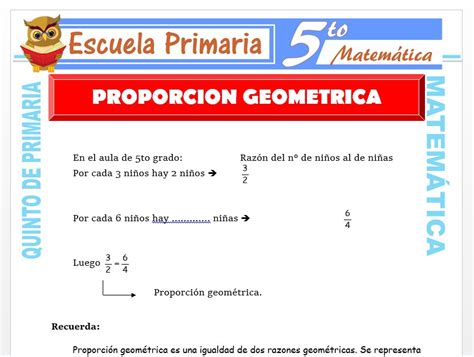 Proporción Geométrica Para Quinto De Primaria Escuela Primaria