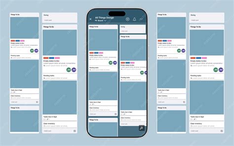 mobile app task management kanban board interface mockup premium vector
