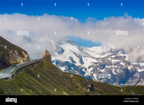 Alpine Mountain Peak With Blue Sky Background Grossglockner Pass