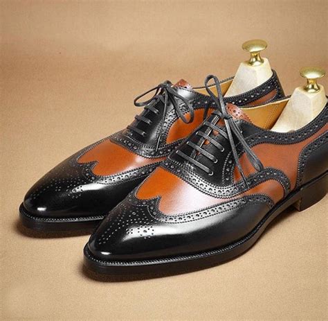 Handmade Two Tone Wing Tip Brogue Style Dress Shoes For Mens On Storenvy