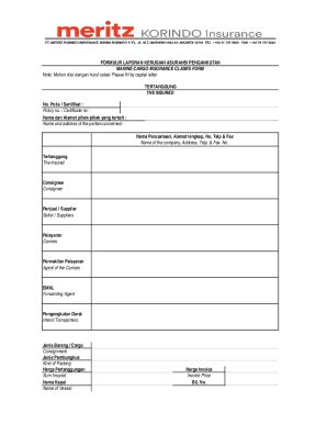 Fillable Online Marine Claim Form Xlsx Fax Email Print Pdffiller