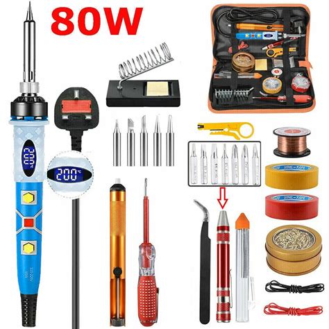 80W L Tkolben Kit Schwei En Tool Solder Spitze Reiniger Entl Tpumpe LCD