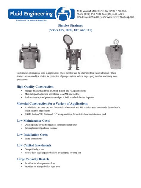 Simplex Basket Strainers | PDF | Gas Technologies | Materials