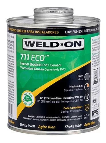 Pegamento Tubo Pvc Litro Weld On Eco Gris Alta Presion Env O Gratis