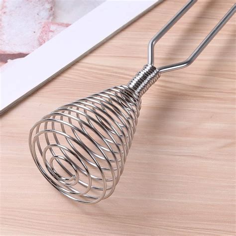 spiral head egg beater stainless steel spring swirling beater hand