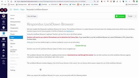 Respondus Lockdown Browser In Canvas Youtube