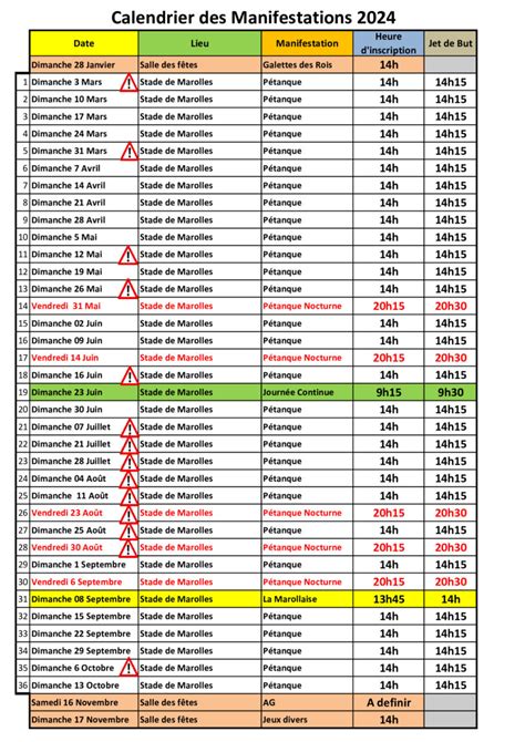 Calendrier 2024 Petanque Marolles Sur Seine