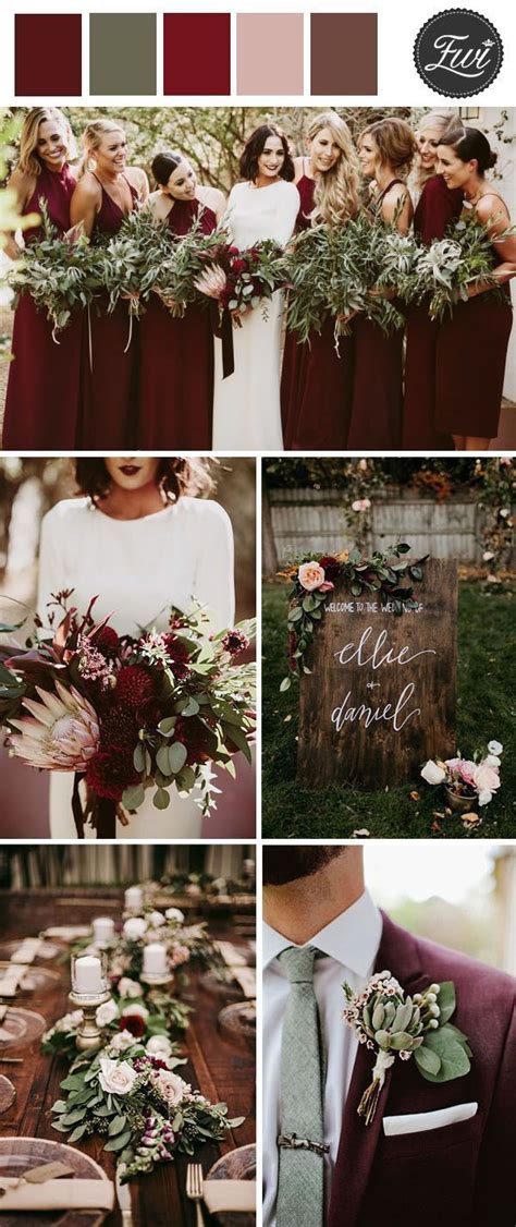 Dark Moody Burgundy And Greenery Organic Fall Wedding Ideas Marsala