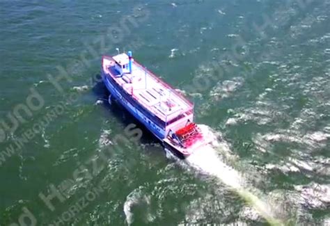 Sternwheeler Paddle Boat on River - Overhead Approaching Zoom-In Aerial View - Oregon, USA ...