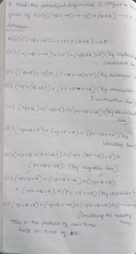 Dm Unit Discrete Maths Notes Find The Principal Disfunctive