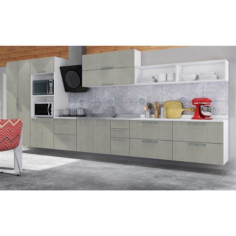 Cozinha Completa Áquila Nude Siena móveis Cozinha Compacta Completa Magazine Luiza