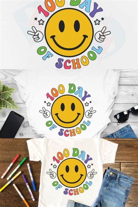 100 Days Of School Svg Retro Smiley Face Graphic By Premium Digital