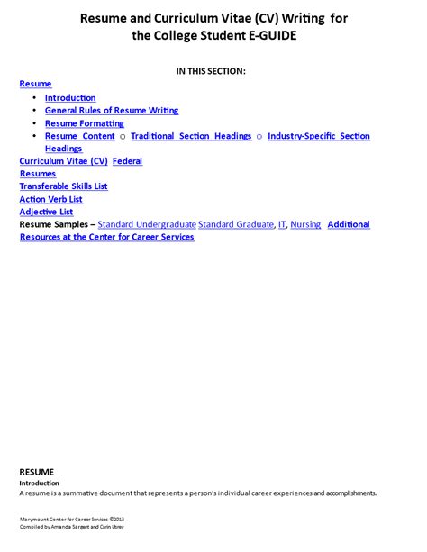 College Student Resume Format