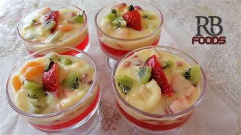 Fruit Custard With Jelly Double Layer Dessert Youtube