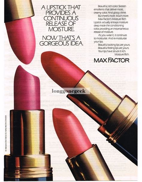 1988 Max Factor Lipstick Vintage Cosmetics Print Ad Max Factor