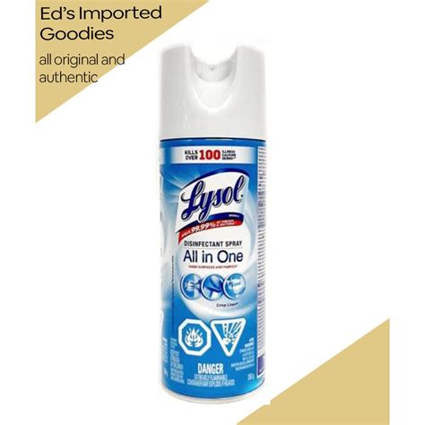 Lysol All In One Disinfectant Spray Crisp Linen Scent 350g Shopee