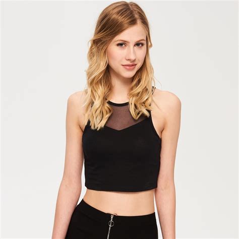 Sinsay Crop Top Z Siatk Czarny Ceny I Opinie Ceneo Pl