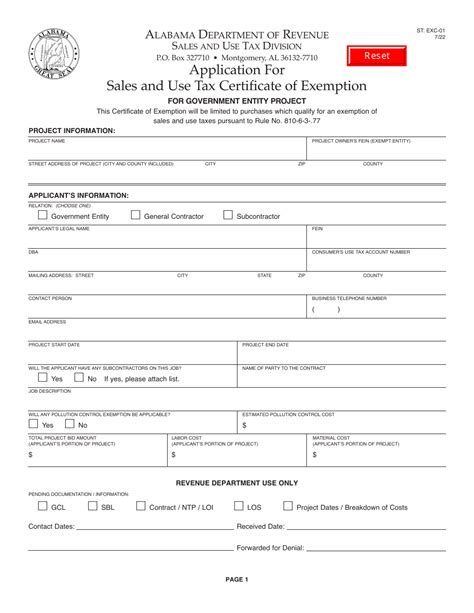 Form St Exc 01 Download Fillable Pdf Or Fill Online Application For