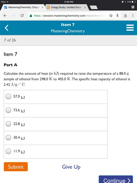 Solved Calculate The Amount Of Heat In Kj Required To Chegg