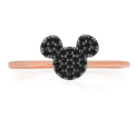 Mickey Mouse Black Pave Icon Ring By Crislu Rose Gold Disney Store