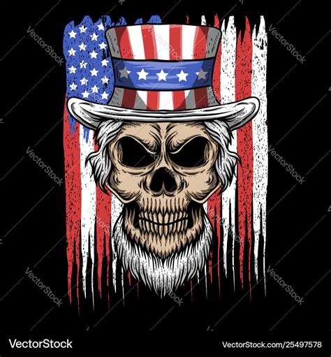 Skull Uncle Sam Usa Flag Royalty Free Vector Image