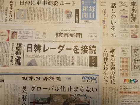 全国紙（日経、読売、毎日、朝日、東京）2023年元日 新聞1面 社説