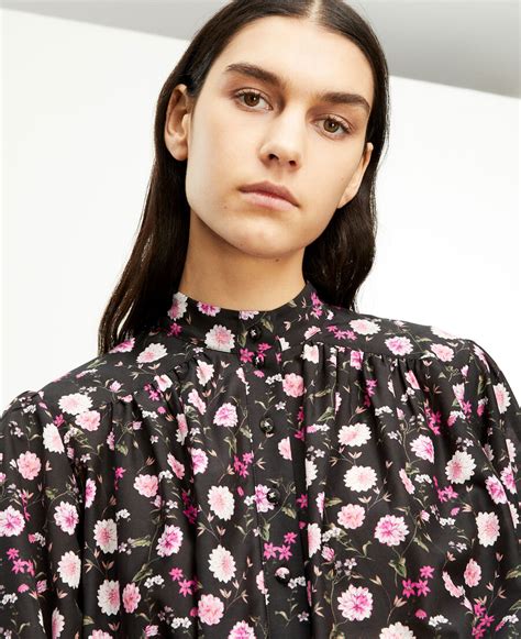 Frilly black floral-print shirt | The Kooples - US