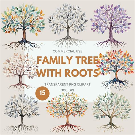 Family Tree With Roots Clipart, Tree With Roots, Tree of Life Clipart