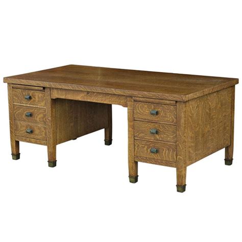 Mission Style Quarter Sawn Oak Executive Desk By Gorham At 1stdibs